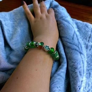 European Style Charm Bracelet with Green Shamrock Bead